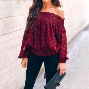Vici Smocked off the shoulder top